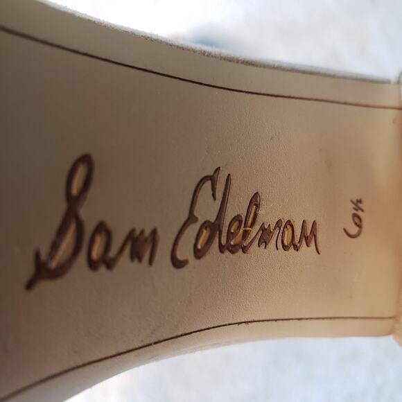 Sam Edelman Yaro Block Heel Sandal Womens 6.5 Oatmeal Suede Casual Chic Summer - Picture 7 of 9